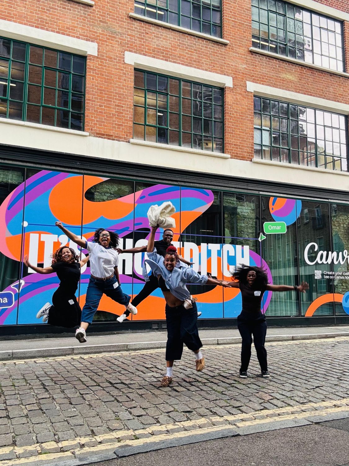 The Canva Africa team outside the London office